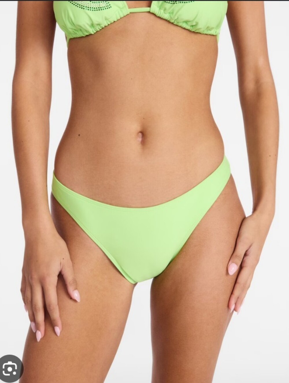 Lime Green Rhinestone Low Rise Bikini Set - Picture 4 of 16